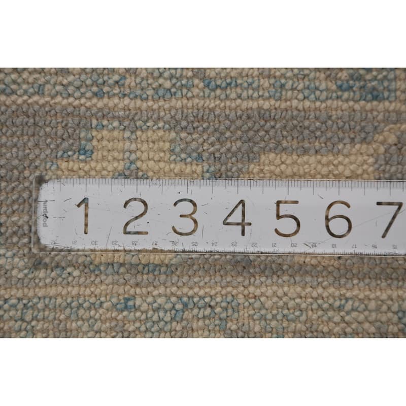 Hand Knotted Oriental 100% Wool Carpet Transitional Floral Navy Blue & Blues Oushak Runner Rug - 20' 2'' X 3' 1''