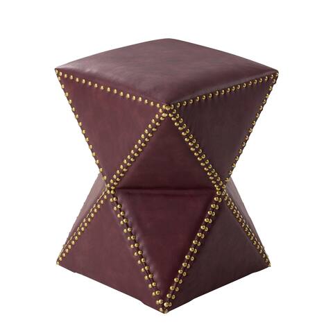 COZAYH Modern PU Ottoman Footstool,Decorative Faux Leather Footrest Stool with Rivets Trim for Living Room, Cushion Sofa Stool