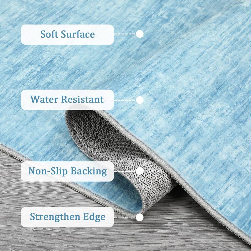 Rugs for Living Room Modern Abstract Area Rug Non-Slip Low Pile Accent Rug Soft Foldable Solid Rug