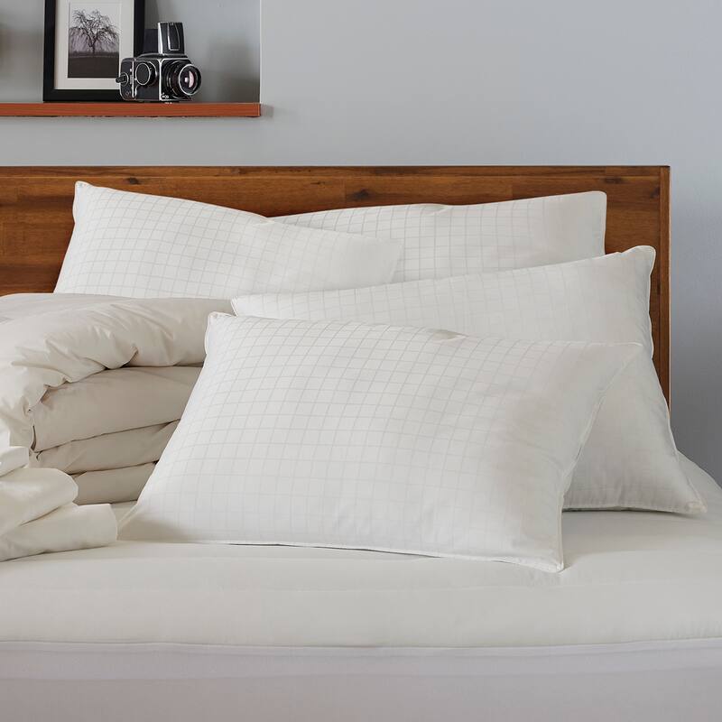 Overstuffed Gel Filled 100% Cotton Dobby-Box Shell Side/Back Sleeper Pillow, Set of 4