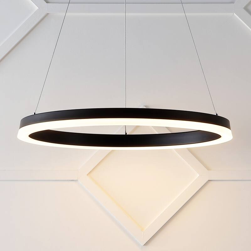 Benton 23.5" 1-Light LED Metal Hoop Pendant, by JONATHAN Y