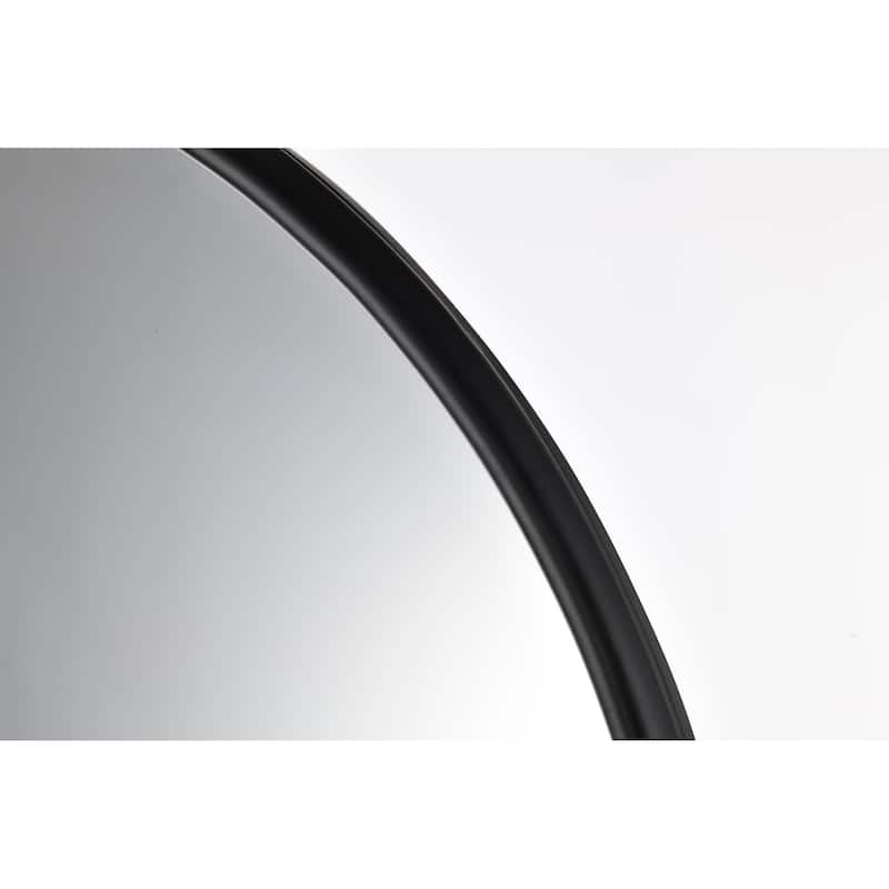 Black 24 in. W x 35 in. H Arched Metal Framed Iron Modern Accent Mirror - 23.6 in. W x 35.5 in. H x 1 in. D