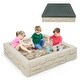 preview thumbnail 5 of 27, Costway Kids Sandbox with Cover Bottom Liner Backyard Beach HDPE - See Details