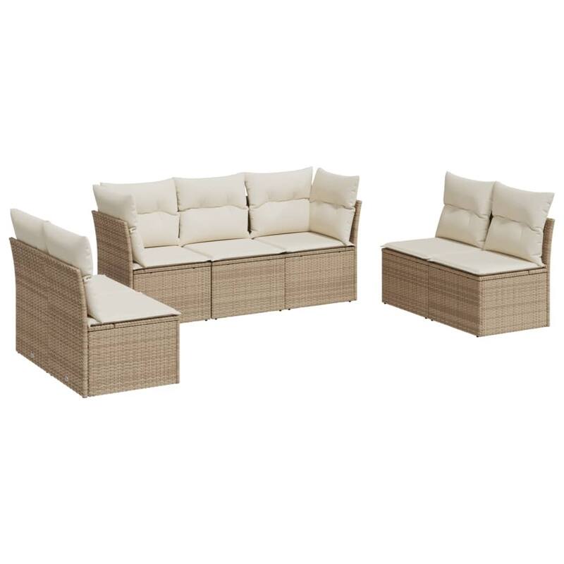 vidaXL Garden Sofa Set Beige PE rattan Large Adjustable Feet - 24.4 x 24.4 x 27.2