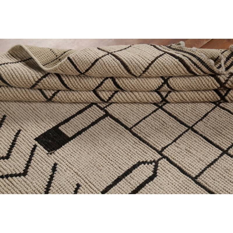Trellis Geometric Moroccan Oriental Area Rug Handmade Wool Carpet - 7'9"x 10'10"