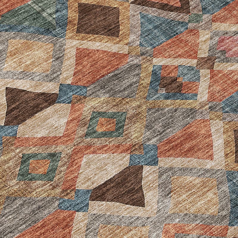 Machine Washable Indoor/ Outdoor Boho Modern Chantille Rug