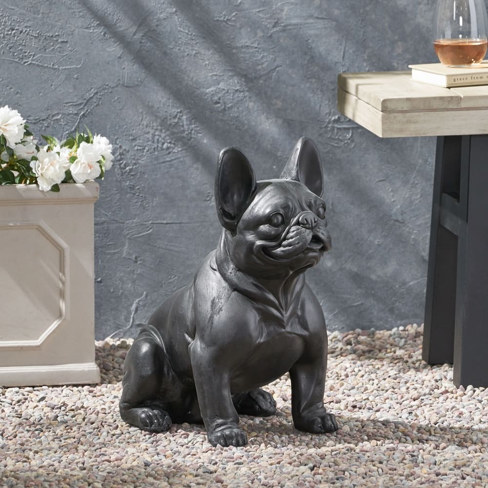 Roomfitters 17-Inch French Bulldog Garden Statue, Cast Stone Outdoor Dog Sculpture