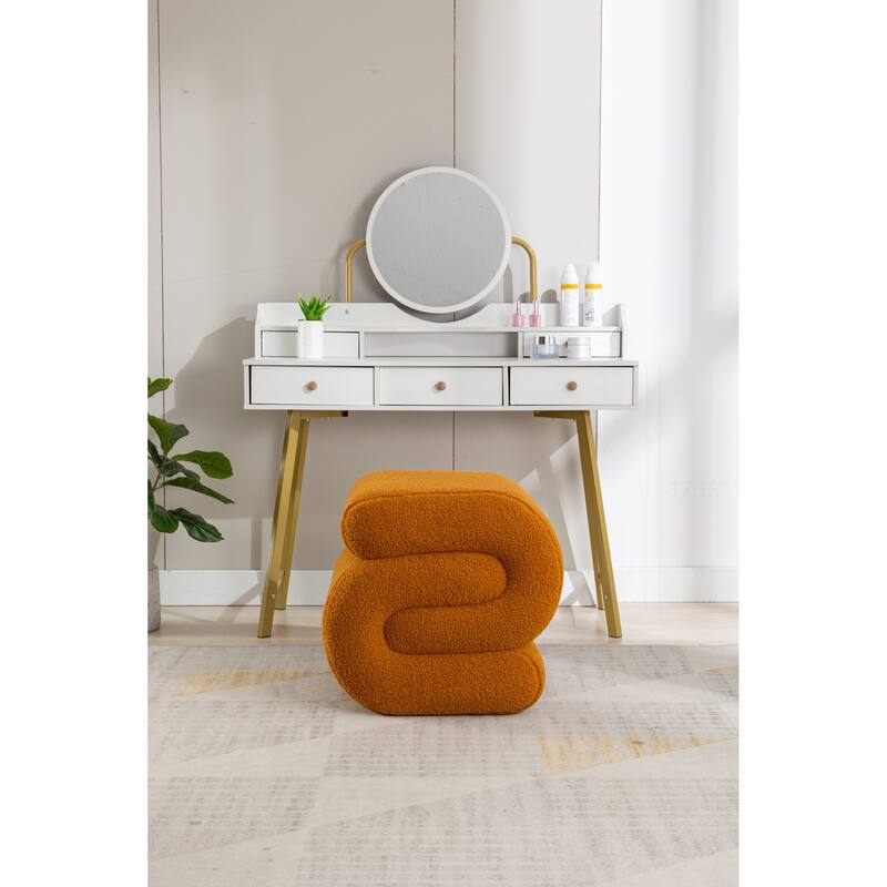 S-shape Teddy Fabric Ottoman