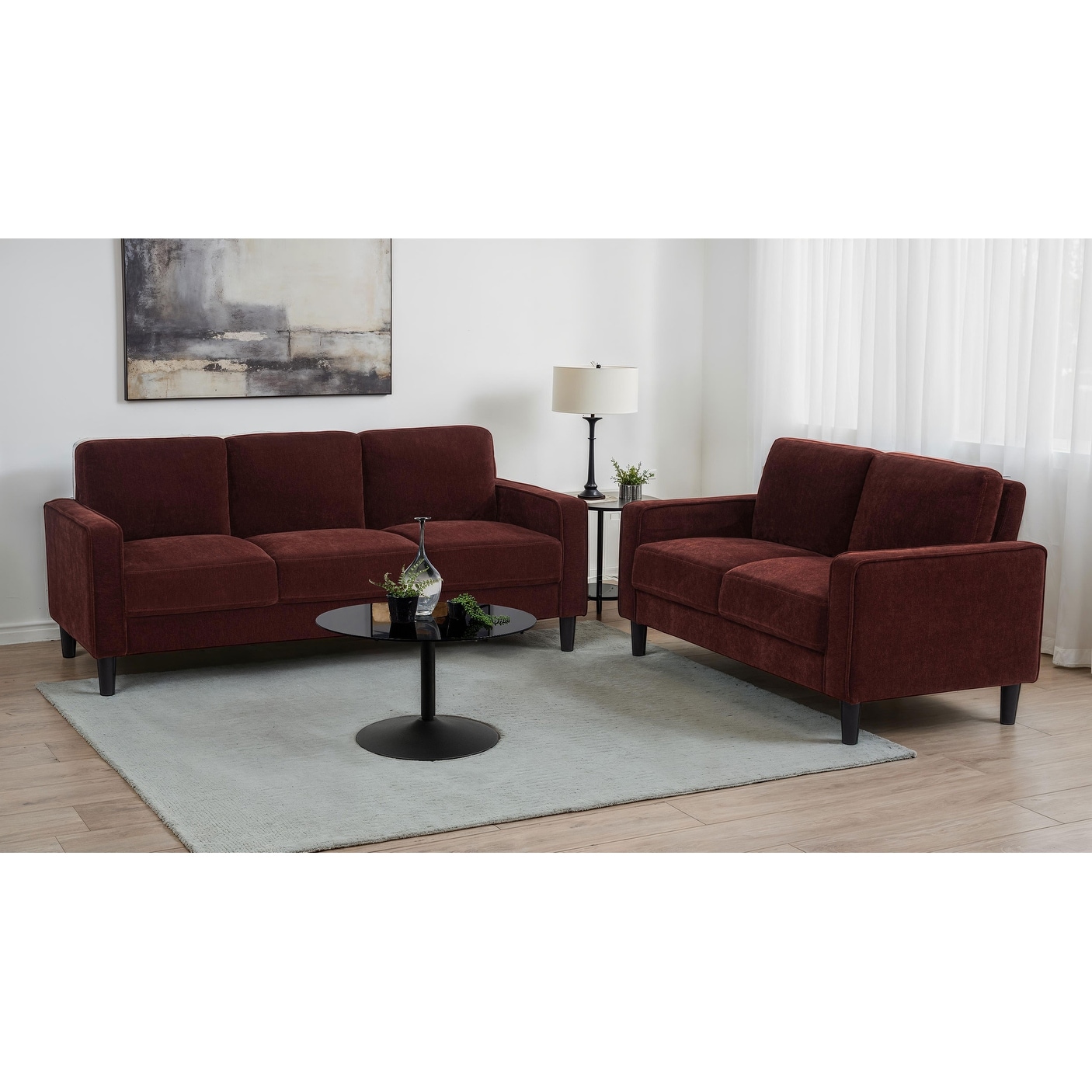 Ruth Fabric Upholstered Track Arm Sofa Set
