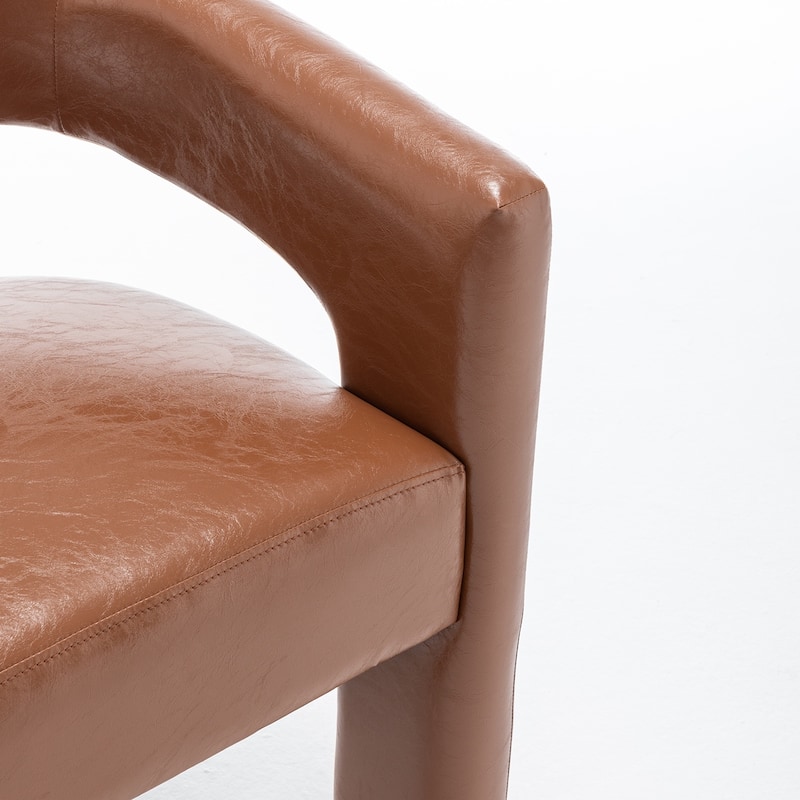 SEYNAR Modern Glam PU Leather Upholstered Dining Chair, Open-Back Accent Chair Set of 2