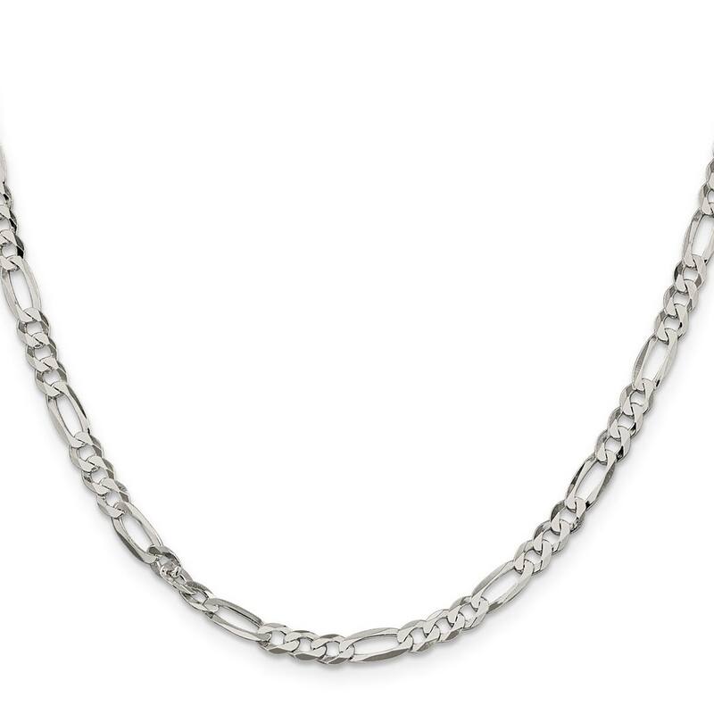 Curata 925 Sterling Silver 4.5mm Polished Flat Figaro Chain Necklace