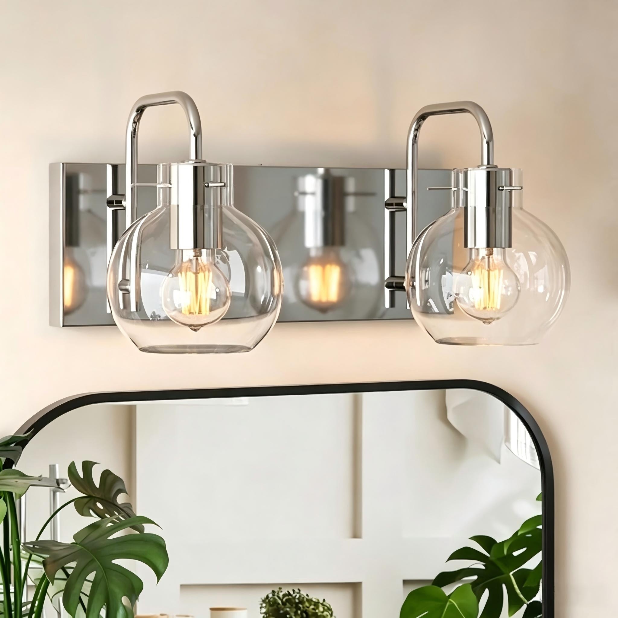 Bathroom Vanity Light Modern Brushed Nickel Wall Sconce with Clear Glass Shade