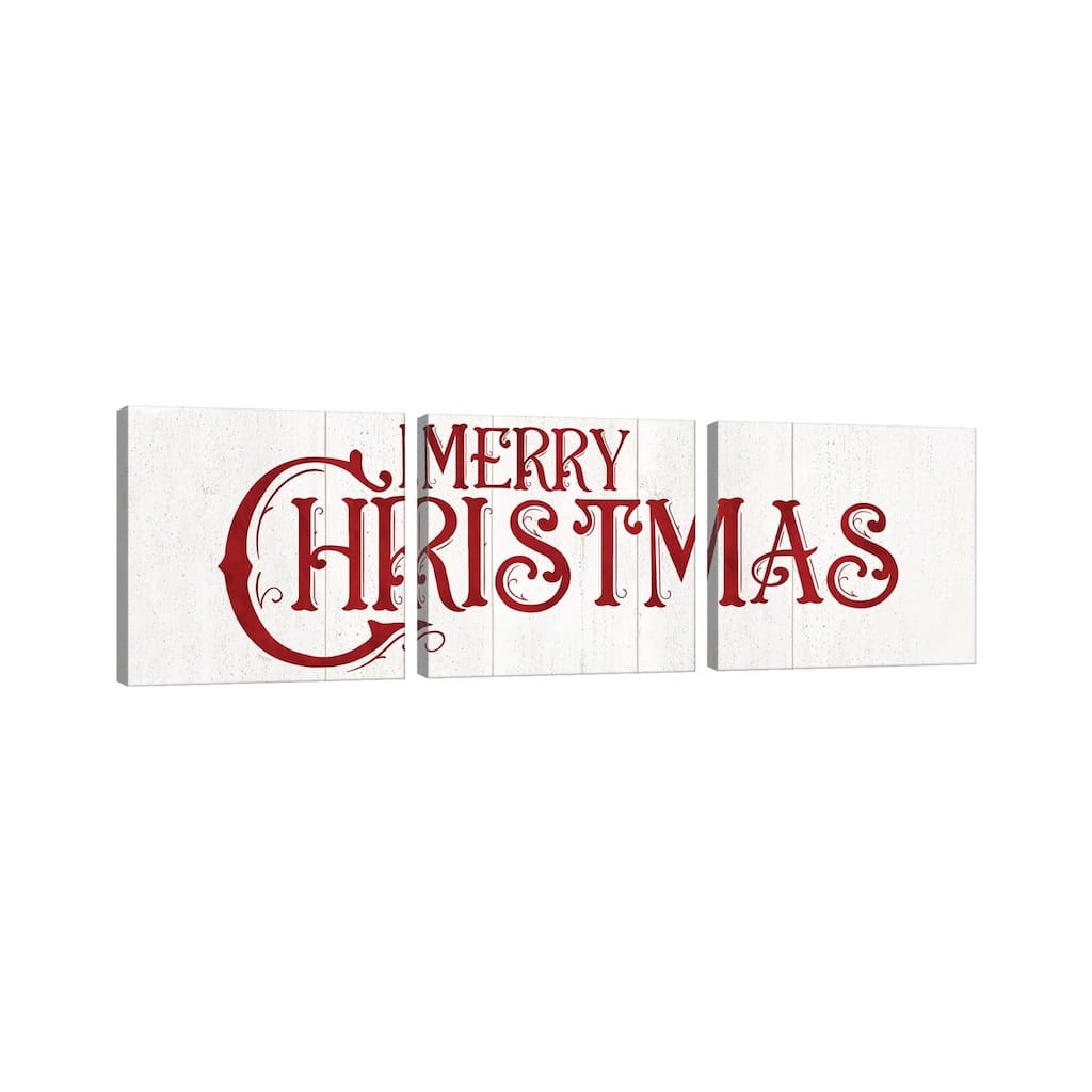 iCanvas "Vintage Christmas Signs panel I-Merry Christmas" by Tara Reed 3-Piece Canvas Wall Art Set