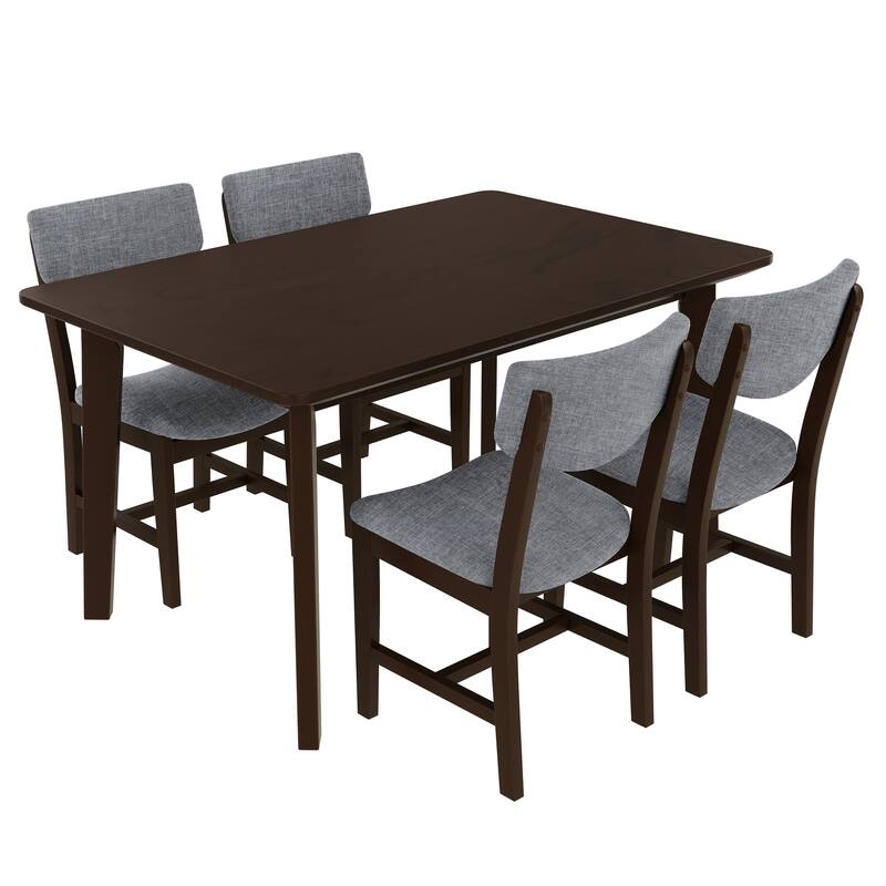 5 -Piece Dining Set with Solid Wood Table and 4 Upholstered Dining Chair