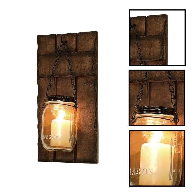 2 Pack wall sconces bronze holder candle wood lighting wall sconce