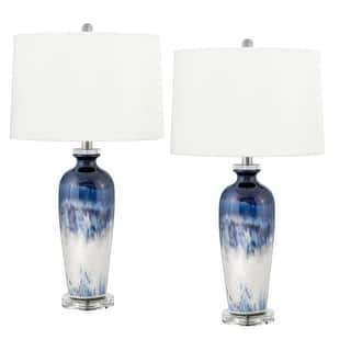 Sabbia 28 in. Blue and White Table Lamp