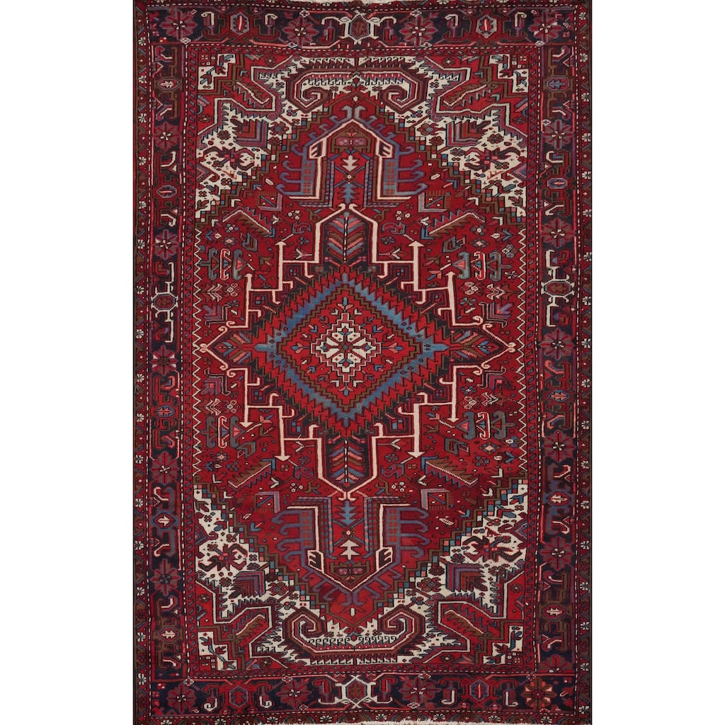 Hand Knotted Oriental 100% Wool Carpet Traditional Medallion Red Heriz Area Rug - 12' 2'' X 8' 3''