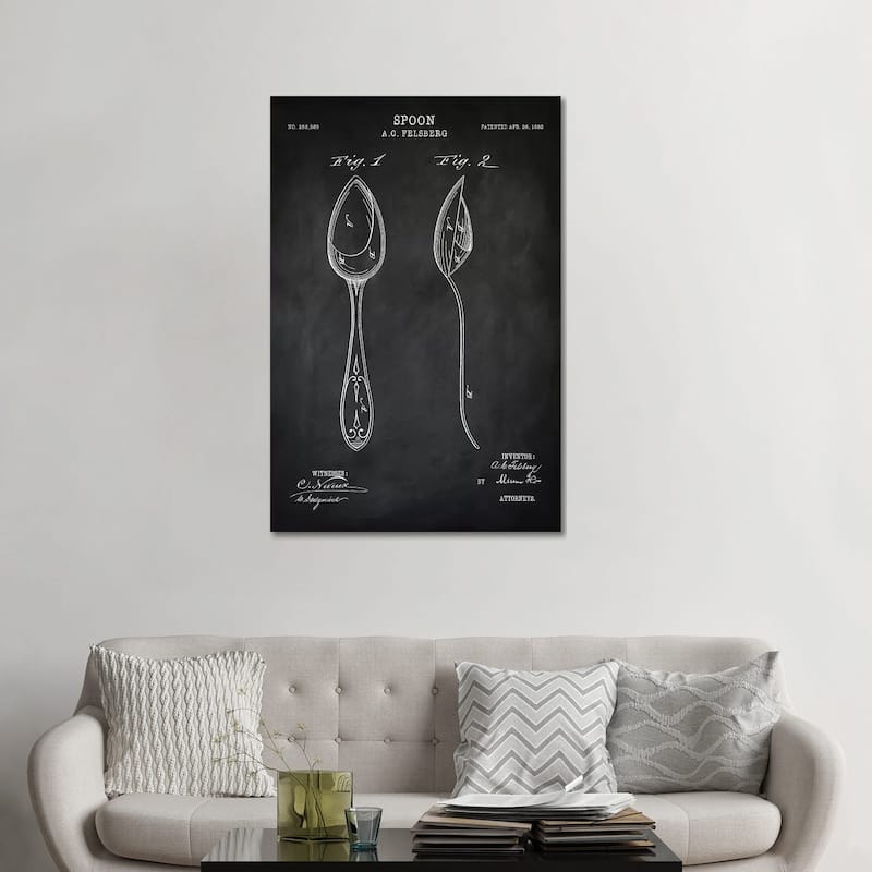 iCanvas "Spoon" by PatentPrintStore Canvas Print - 48x32x1.5