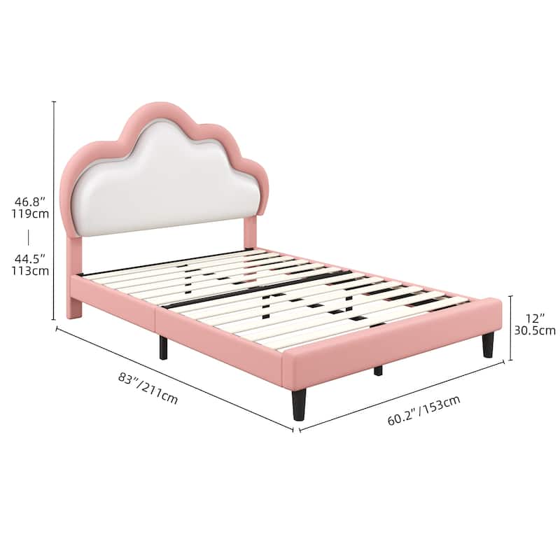 Moasis PU Adjustable Cloud Headboard Bed Frame Platform with LED