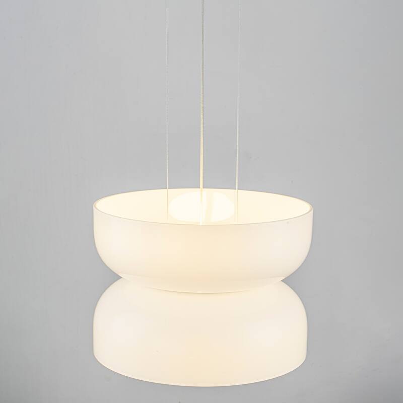 Milky Glass LED Pendant Light with Up & Down Lighting, Dimmable - Dia.12.8-in