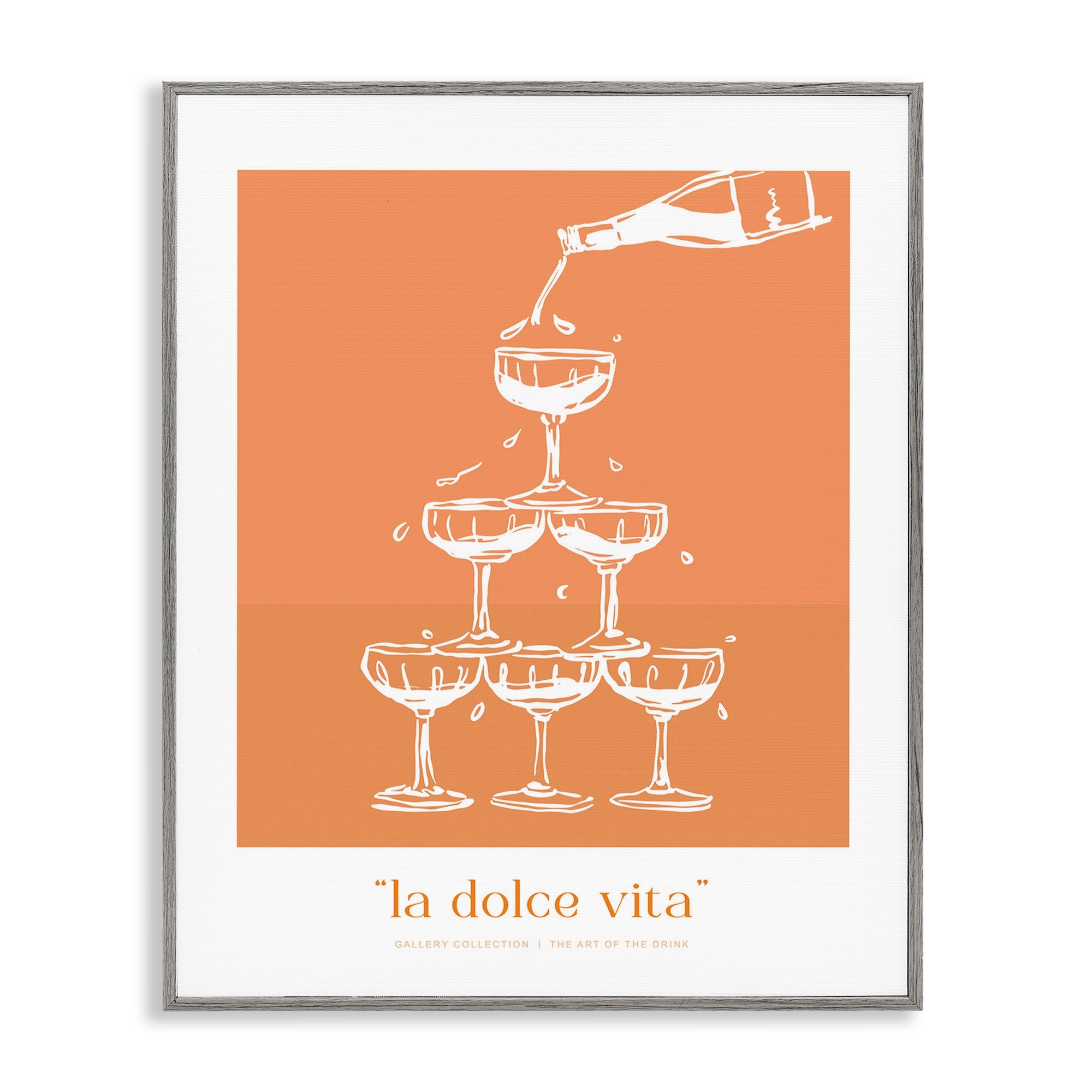 Stupell La Dolce Vita Champagne Framed Giclee Art Design By Lettered and Lined