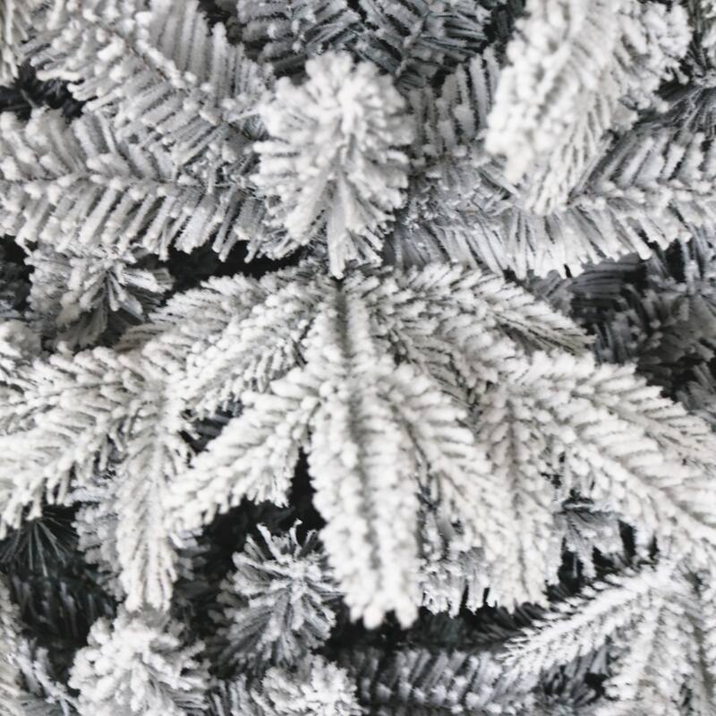 7FT Snowy Flocked Christmas Tree with Metal Stand for Easy Setup