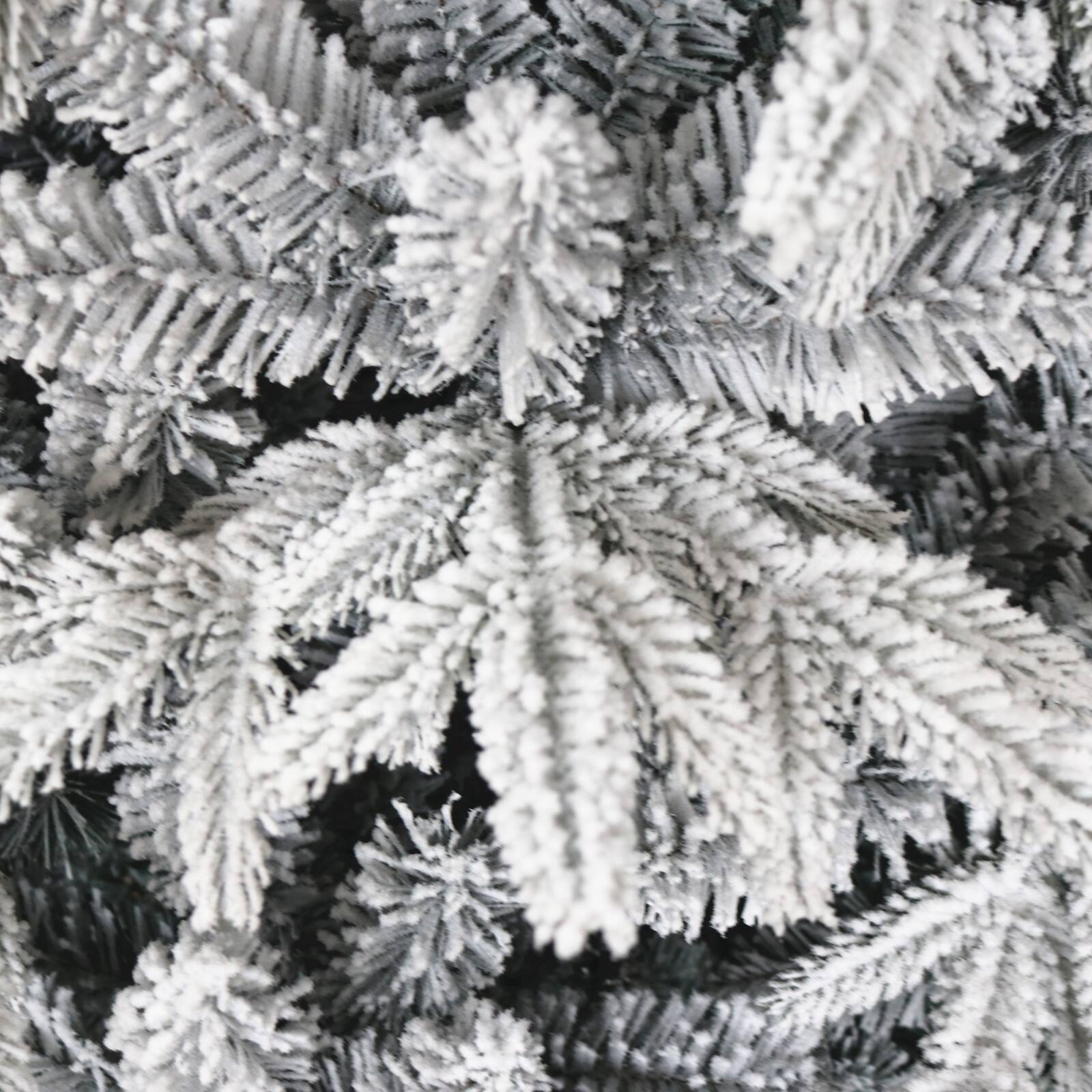 Snow Flocked Christmas Tree 7ft Artificial Hinged Pine Tree with White