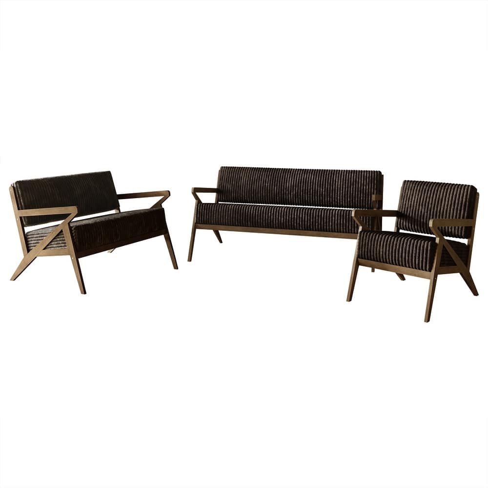 CraftPorch Chic Modern Velvet 3-Piece Upholstered Living Room Set