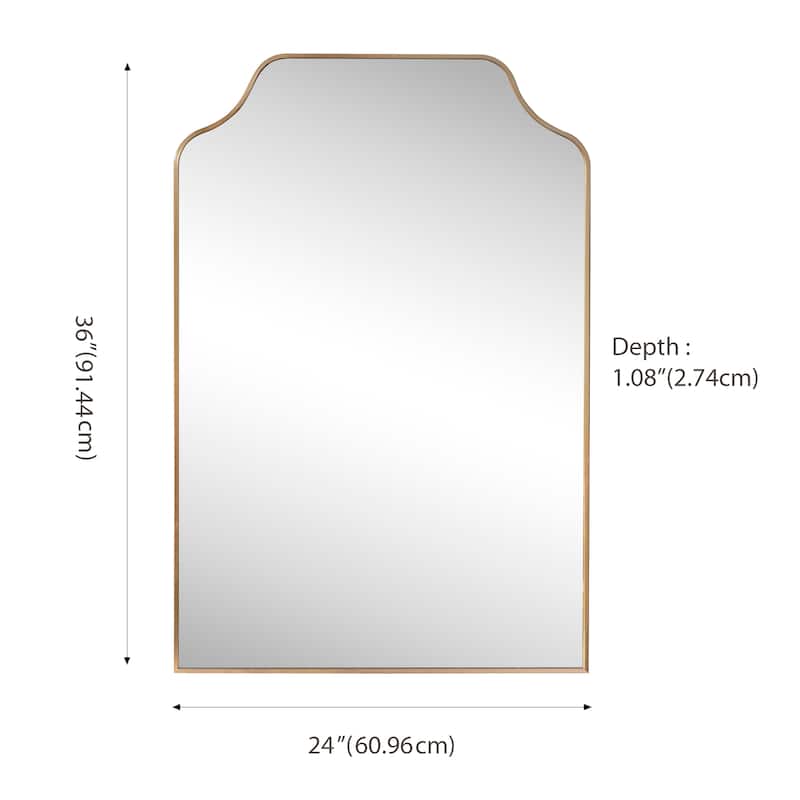 JONATHAN Y Scalloped-Top Metal Framed Wall Mounted Mirror - 36 H x 24 W x 1.08 D