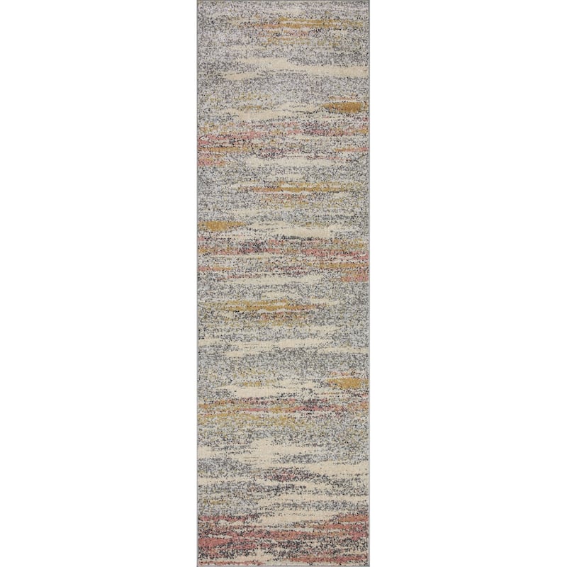 Alexander Home Bradford Modern Abstract Area Rug - 2'-3" x 7'-6" Runner - Pebble / Multi