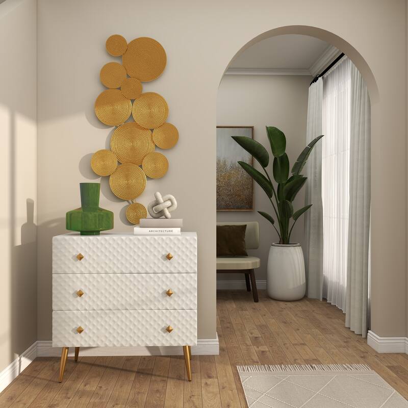 CosmoLiving by Cosmopolitan Metal Plate Wall Decor with Textured Circles - Gold or Black