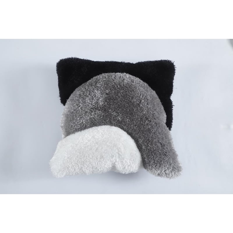 Mateos Shag Collection Abstract Shag Pillow, 20 x 20 - Black/Gray