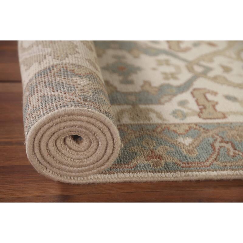 Ivory Oushak Oriental Runner Rug Handmade Wool Carpet - 2'6"x 9'10"