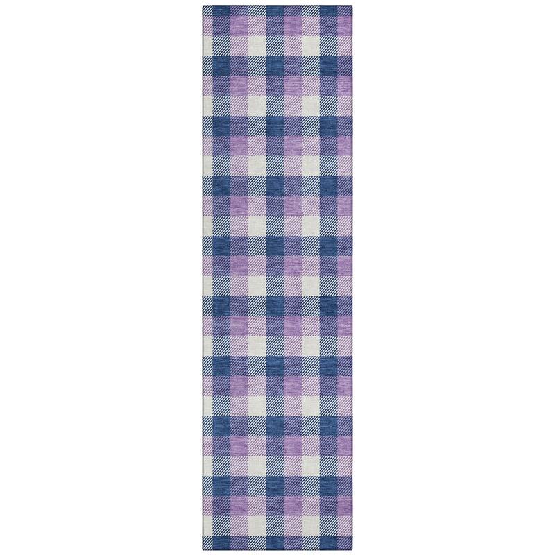 Machine Washable Indoor/ Outdoor Plaid Chantille Rug