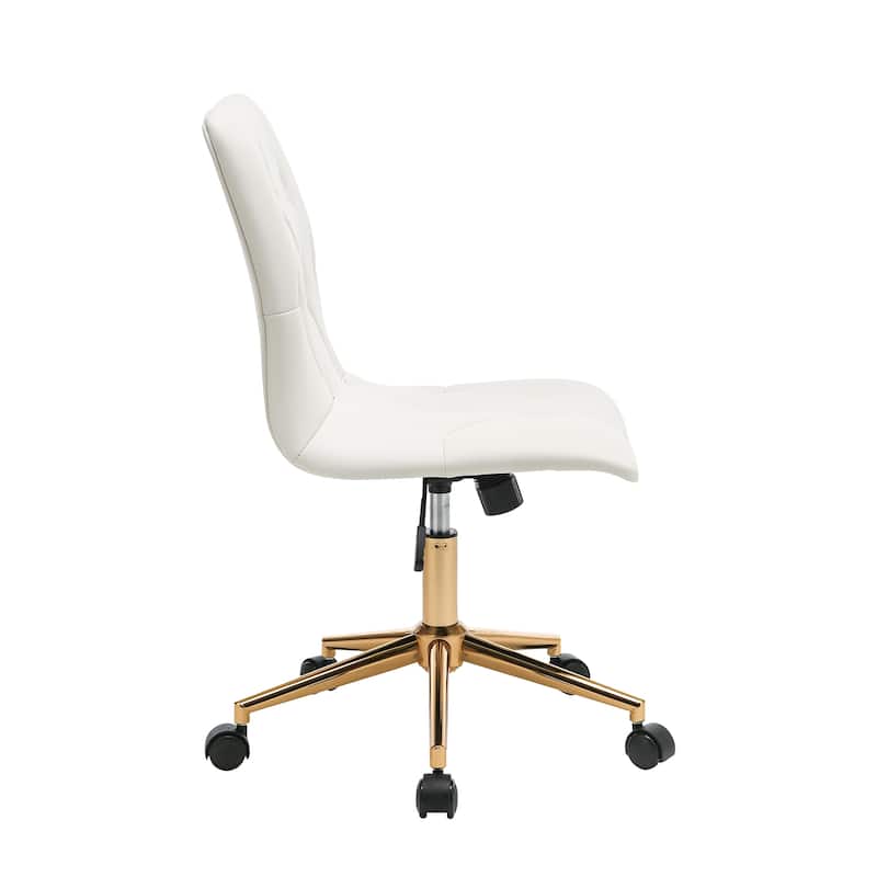 Diamond Tufted Armless Adjustable 17"-20" H Swivel Home Office Chair