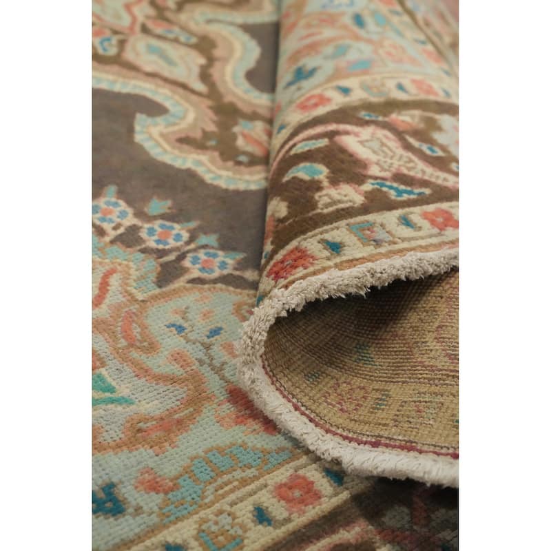 Hand Knotted Oriental 100% Wool Carpet Traditional Floral Brown Tabriz Area Rug - 6' 2'' X 4' 5''