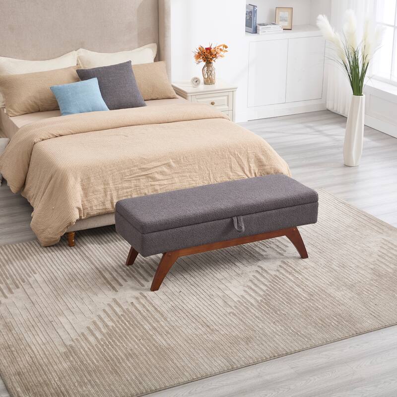 Upholstered storage Bench - Gray