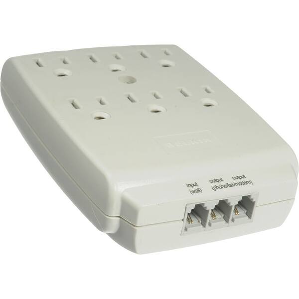 Belkin 6 Outlet Surge Master Wall Mount Surge Protector 1240 Joules White 3 X 9 X 6