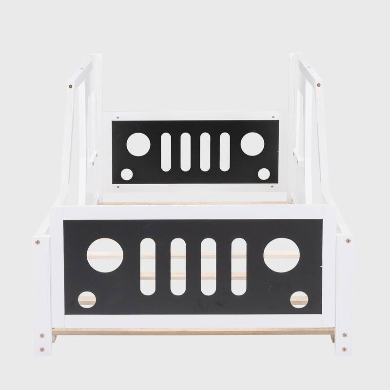 Twin Size Classic Car-Shaped Platform Bed with Wheels