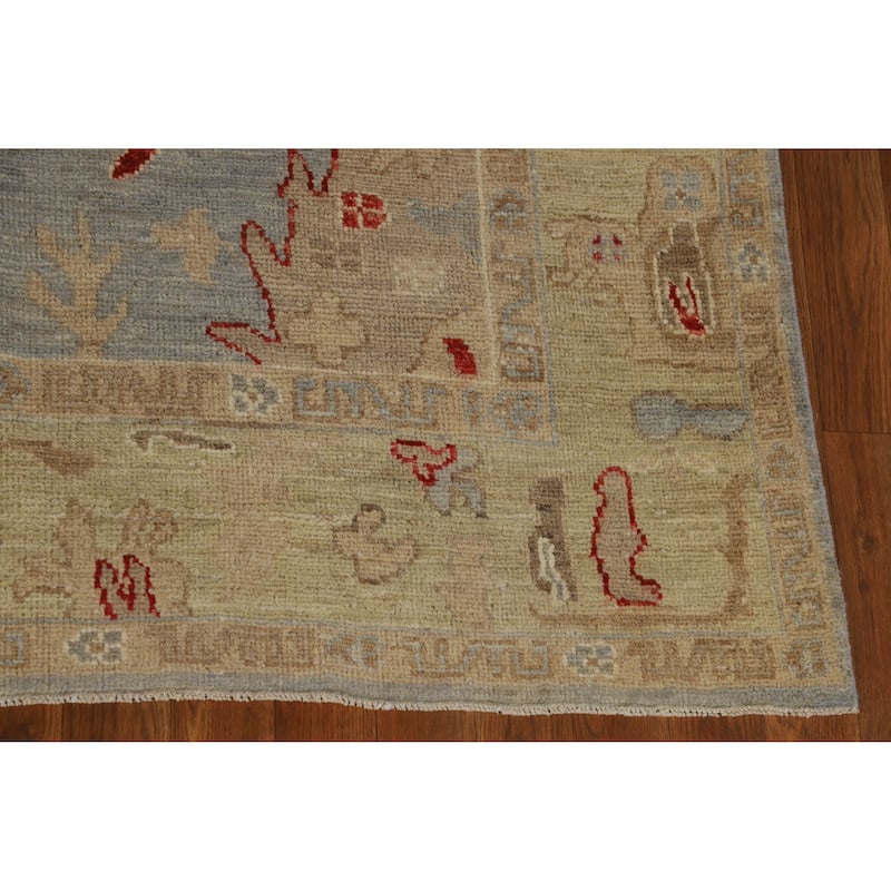 Hand Knotted Oriental 100% Wool Carpet Transitional All-Over Navy Blue & Blues Oushak Area Rug - 8' 8'' X 5' 11''