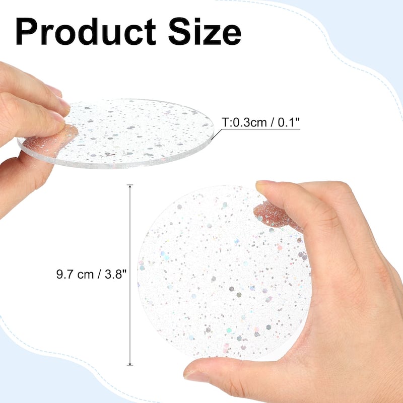 2pcs Foil Acrylic Cup Coasters, Round Acrylic Drink Coaster - Rainbow