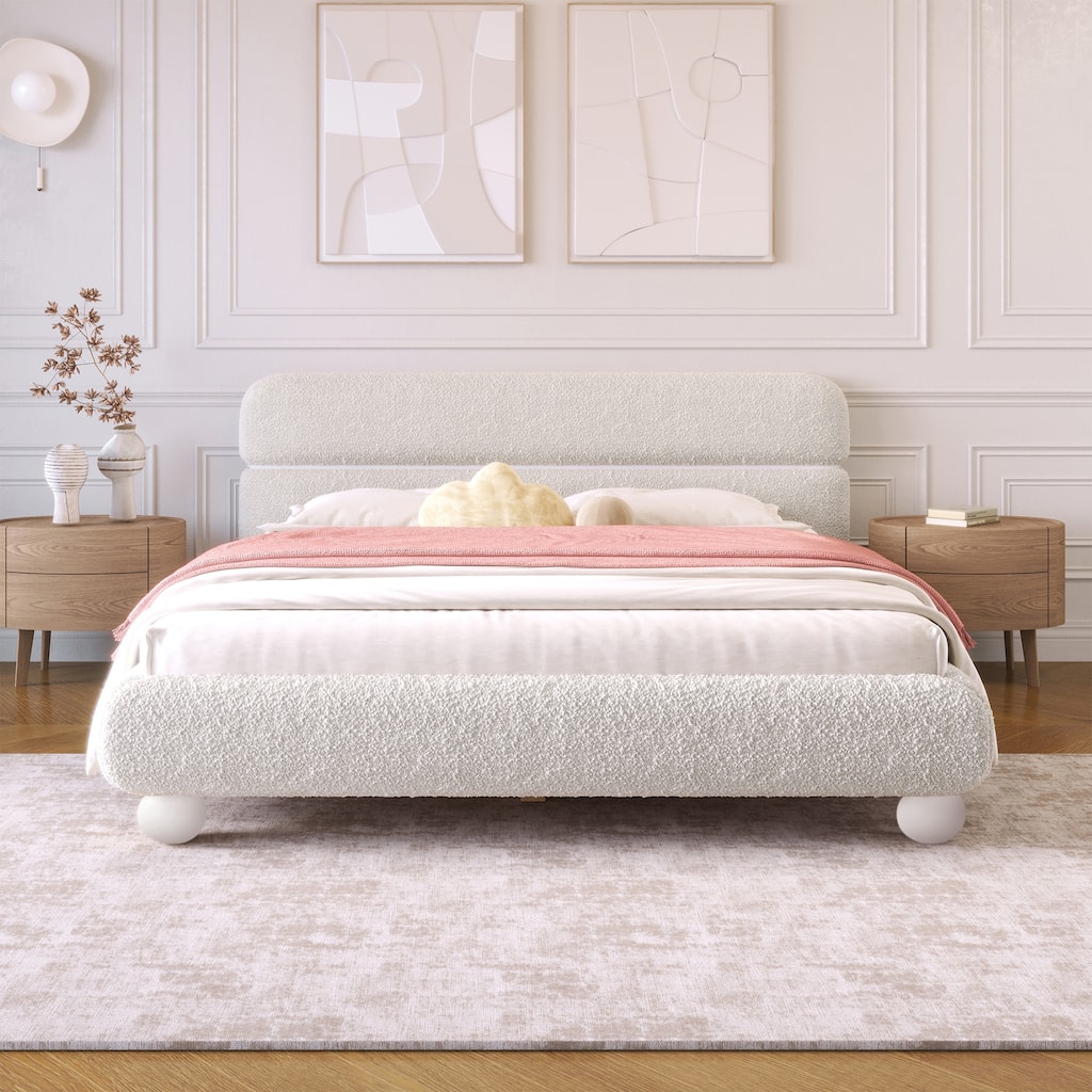 Contemporary Upholstered Bed, Queen Size