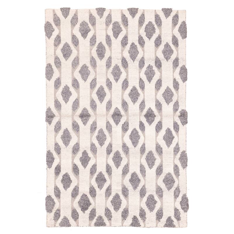 ECARPETGALLERY Hand-knotted Tangier Cream Wool Rug - 5'0 x 7'10