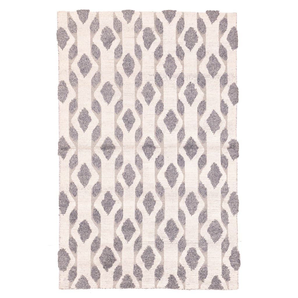 ECARPETGALLERY Hand-knotted Tangier Cream Wool Rug - 5'0 x 7'10