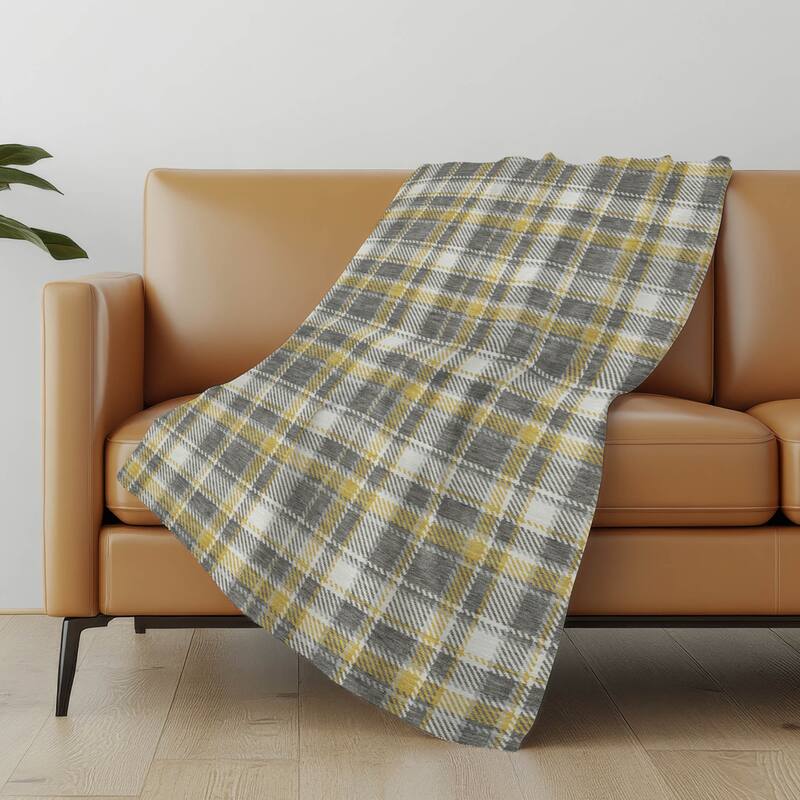 Premium Machine Washable Plaid Sherpa Throw Blanket
