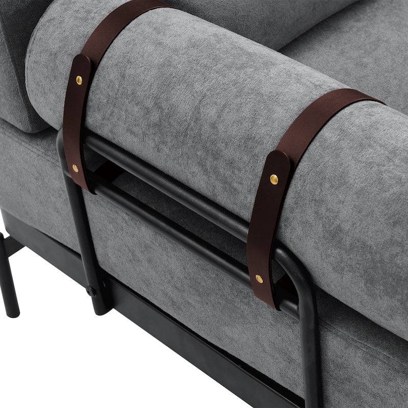Modern Loveseat Sofa 59" Sofa Couch 2-Seater Sofa With Flexible Usb Ports , Unique Cylindrical Armrests