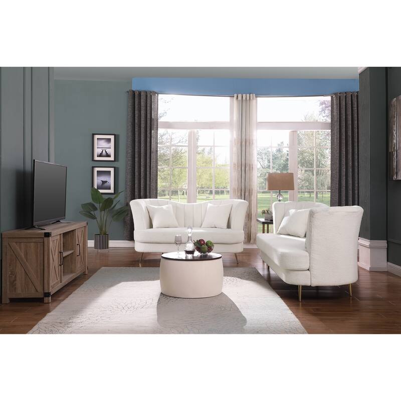 Velvet Upholstered 2-Piece Round Ottoman Set with Storage