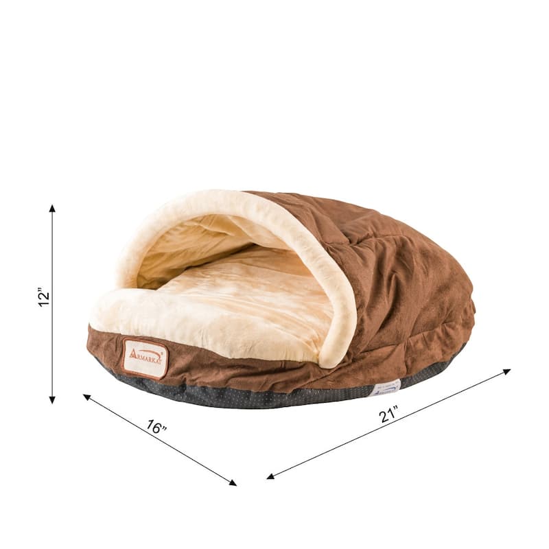 Slipper Shape Cat Bed For Indoor Cats and Dogs, Mocha/Beige - 22"L x 16"W x 12"H