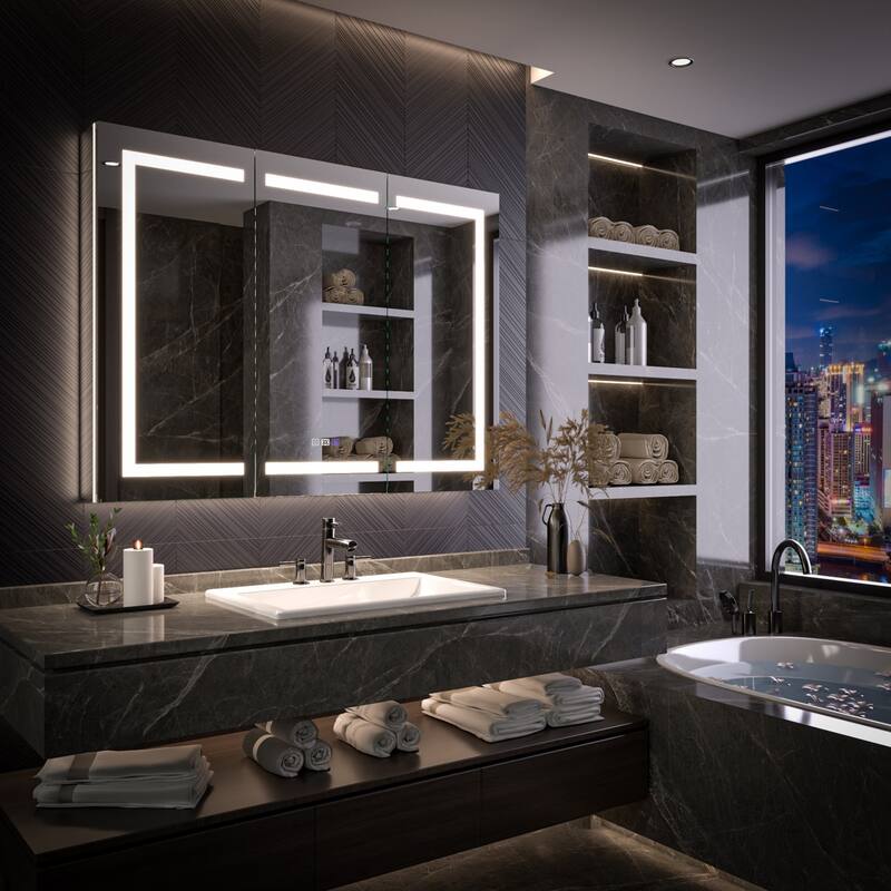 Modland 48"-72"W x 36"H Lighted Bathroom Medicine Cabinet with Backlit & Frontlit Modes,Anti-Fog