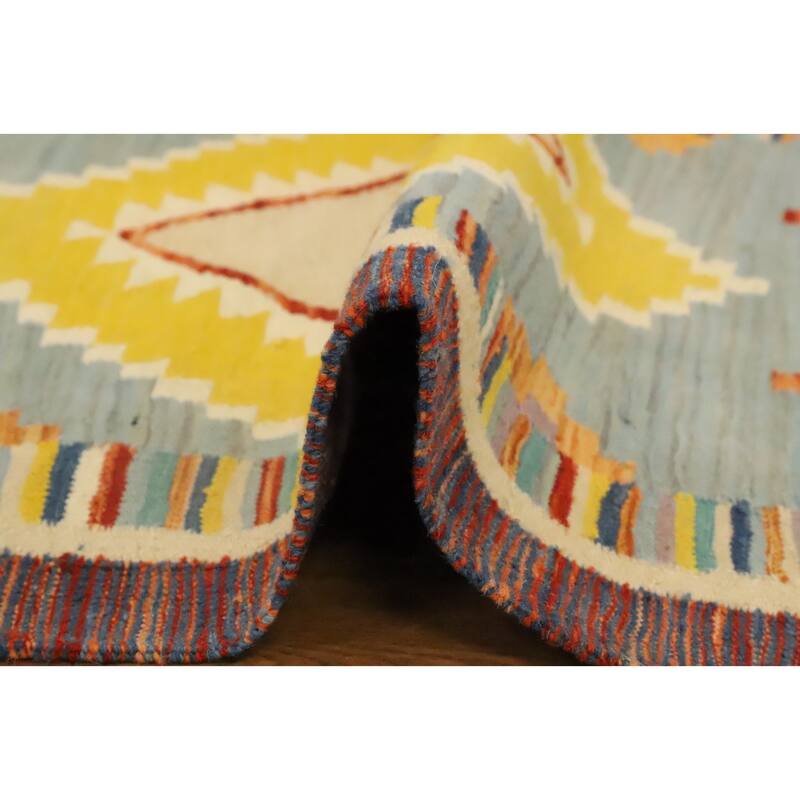 Hand Woven Oriental 100% Wool Carpet Southwestern Tribal Multi-Colored Kilim Runner Rug - 11' 2'' X 2' 9''